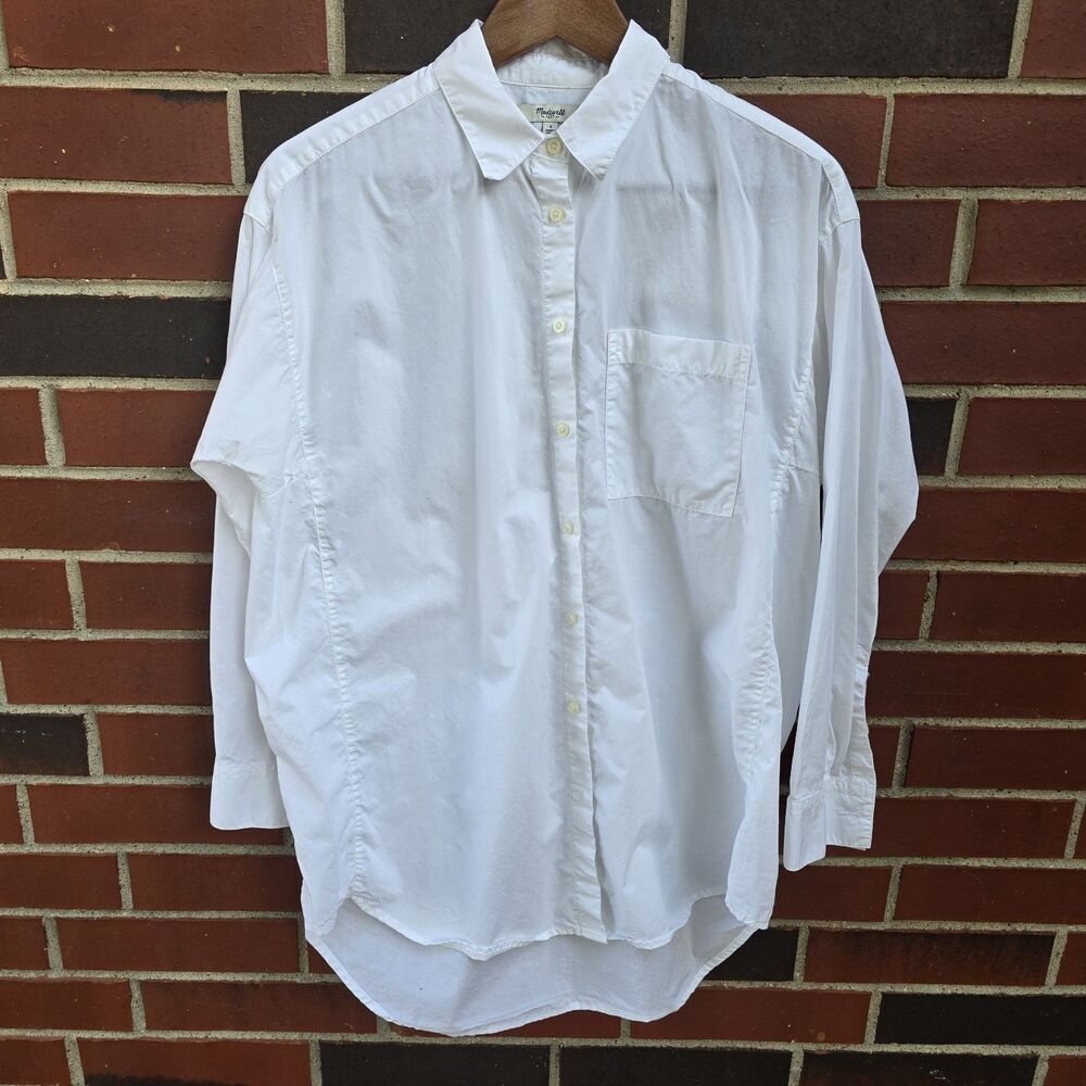 Madewell White Poplin Button Down Long Sleeve The Easy Shirt Small